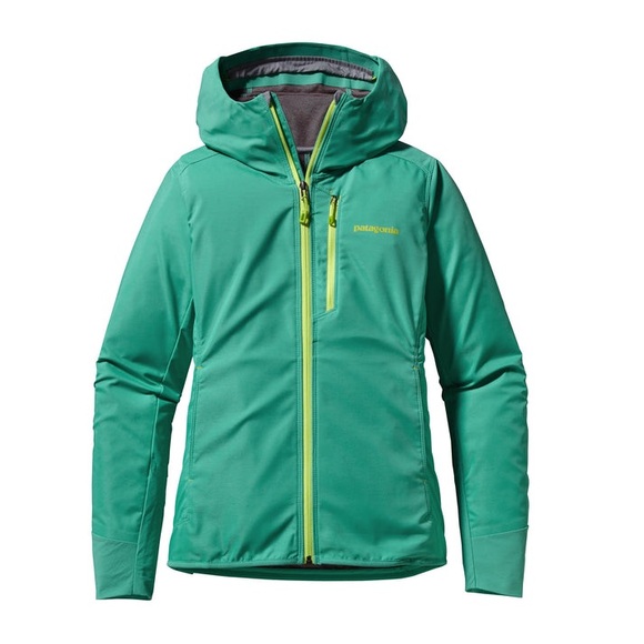 Patagonia Jackets & Blazers - Patagonia Green Hooded Softshell Jacket with Yellow Accents